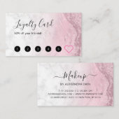ピンクモダンローズ金ゴールドグリッター大理石メイクアップアーティスト ロイヤリティカード (正面/裏面)