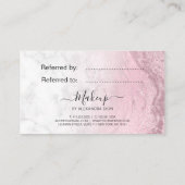 ピンクモダンローズ金ゴールドグリッター大理石メイクアップアーティスト 紹介カード (裏面)