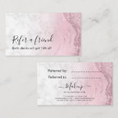 ピンクモダンローズ金ゴールドグリッター大理石メイクアップアーティスト 紹介カード (正面/裏面)