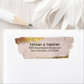 ピンクモダンローズ金ゴールドグリッター差出人住所 ラベル (インサイチュ)