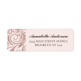 ピンクモダンローズ金ゴールドグリッター幾何学的スパークル ラベル