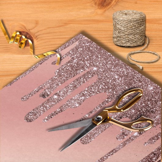 ピンクモダンローズ金ゴールドグリッター結婚ドリップ 薄葉紙