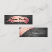 ピンクモダンローズ金ゴールドブラシストローク化粧&ヘア スキニー名刺 (正面/裏面)