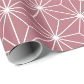 ピンクモダンローズ金ゴールド幾何日本のパターン ラッピングペーパー (ロールコーナー)