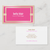 ピンクモダンローズ金ゴールド美しいとファッションブロガー 名刺 (正面/裏面)