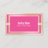 ピンクモダンローズ金ゴールド美しいとファッションブロガー 名刺 (正面)