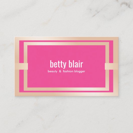 ピンクモダンローズ金ゴールド美しいとファッションブロガー 名刺 (正面)