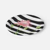 ピンクモダンロータスフローラストライプ ペーパープレート (アングル)