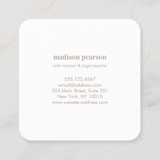 ピンクモダンロータスマンダラフラワーエナジーヒーラー スクエア名刺 (裏面)