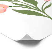 ピンクモダンワイルドフラワーズイラストレーションアート ポスター (角)