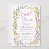 ピンクモダンワイルドフラワーブライダルシャワー 招待状 (正面)