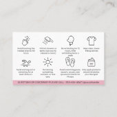 ピンクモダンワックシング・アフターケア・カードの抜毛 名刺 (裏面)