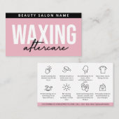 ピンクモダンワックシング・アフターケア・カードの抜毛 名刺 (正面/裏面)