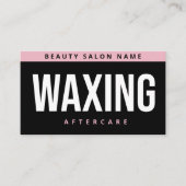 ピンクモダンワックス・アフターケア・カード、抜毛 名刺 (正面)