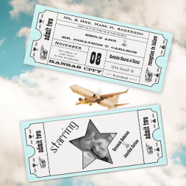 ピンクモダンヴィンテージタイポグラフィ結婚チケット 招待状