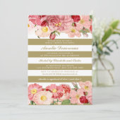 ピンクモダンヴィンテージバラストライプブライダルシャワー 招待状 (スタンド正面)