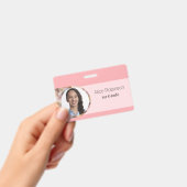 ピンクモダン先生スタイリッシュ従業員ID バッジ (手持ち)