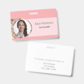 ピンクモダン先生スタイリッシュ従業員ID バッジ (正面＆裏面)
