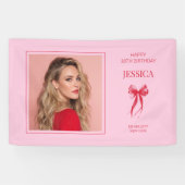 ピンクモダン写真30歳おめでとう誕生日 横断幕 (横)