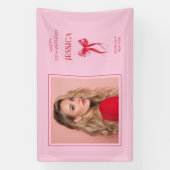 ピンクモダン写真30歳おめでとう誕生日 横断幕 (縦)