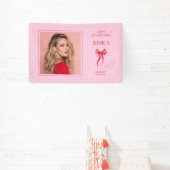 ピンクモダン写真30歳おめでとう誕生日 横断幕 (インサイチュ)