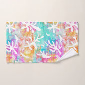 ピンクモダン名門私立校風のブルー熱帯地方 バスタオルセット (ハンドタオル)