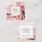 ピンクモダン大理石バラ金ゴールドメイクアップアーティストスクエア スクエア名刺 (正面/裏面)