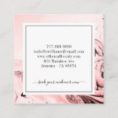 ピンクモダン大理石バラ金ゴールドメイクアップアーティストスクエア スクエア名刺 (裏面)