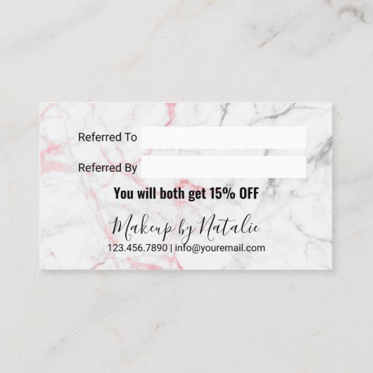ピンクモダン大理石美しいサロン紹介 紹介カード (裏面)