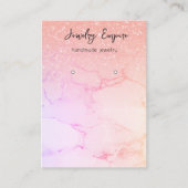 ピンクモダン大理石&グリッター収入保持者 名刺 (正面)