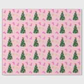 ピンクモダン女性のカーボーイウエスタンブーツクリスマスツリー ラッピングペーパー (フラット)