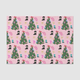 ピンクモダン女性のカーボーイウエスタンブーツクリスマスツリー 薄葉紙