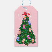 ピンクモダン女性のカーボーイウエスタンブーツクリスマス ギフトタグ (正面)