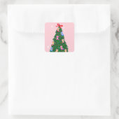 ピンクモダン女性のカーボーイウエスタンブーツクリスマス スクエアシール (バッグ)