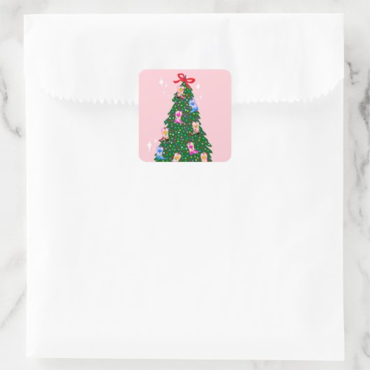 ピンクモダン女性のカーボーイウエスタンブーツクリスマス スクエアシール (バッグ)