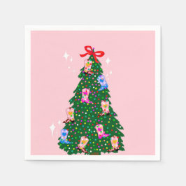 ピンクモダン女性のカーボーイウエスタンブーツクリスマス スタンダードカクテルナプキン