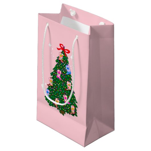 ピンクモダン女性のカーボーイウエスタンブーツクリスマス スモールペーパーバッグ (正面アングル)