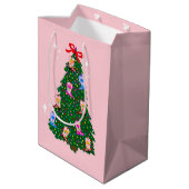 ピンクモダン女性のカーボーイウエスタンブーツクリスマス ミディアムペーパーバッグ (裏面アングル)