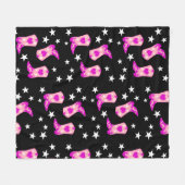 ピンクモダン女性のカーボーイウエスタンブーツスターズブラック フリースブランケット (正面(横))