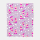 ピンクモダン女性のカーボーイウエスタンブーツスターズ薄紫 フリースブランケット (正面)