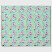 ピンクモダン女性のカーボーイウエスタンブーツ紙吹雪ミント ラッピングペーパー (フラット)