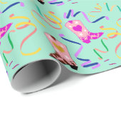 ピンクモダン女性のカーボーイウエスタンブーツ紙吹雪ミント ラッピングペーパー (ロールコーナー)