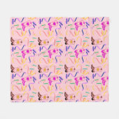 ピンクモダン女性のカーボーイウエスタンブーツ紙吹雪 フリースブランケット (正面(横))