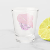 ピンクモダン女性のカーボーイカウボーイハットディスコロデオ ショットグラス (裏面)