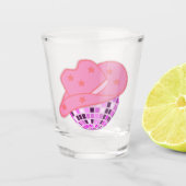 ピンクモダン女性のカーボーイカウボーイハットディスコロデオ ショットグラス (正面)