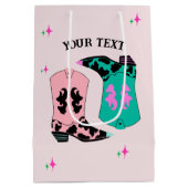 ピンクモダン女性のカーボーイブーツロデオ ミディアムペーパーバッグ (裏面)