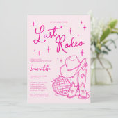 ピンクモダン女性のカーボーイラストロデオバチェロレッテ 招待状 (スタンド正面)