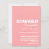 ピンクモダン婚約パーティ 招待状 (正面)