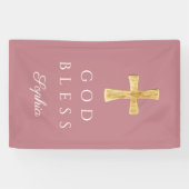 ピンクモダン宗教十字女の神の祝福 横断幕 (横)