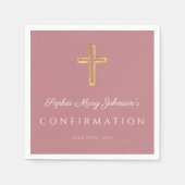ピンクモダン宗教十字少女の確認 スタンダードカクテルナプキン (正面)